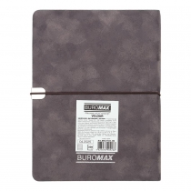 Дневник датированный 2026 VELOUR, A5, серый, штуч.кожа Buromax BM.2134-09