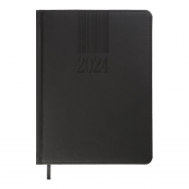 Дневник датированный 2024 CODE, A5, черный, штуч. кожа/поролон Buromax BM.2142-01