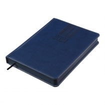Дневник датированный 2024 CODE, A5, синий, штуч. кожа/поролон Buromax BM.2142-02