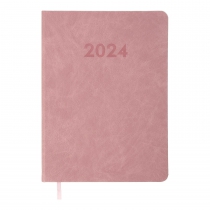 Щоденник датований 2024 DESEO, A5, рожевий, штуч. шкіра/поролон Buromax BM.2143-10