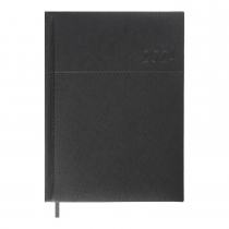 Дневник датированный 2024 ORION, A5, черный, штуч. кожа/поролон Buromax BM.2150-01
