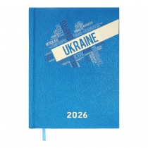 Щоденник датований поліграфічний UKRAINE 2026 , A5, блакитний Buromax BM.2157-14
