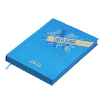 Щоденник датований поліграфічний UKRAINE 2026 , A5, блакитний Buromax BM.2157-14