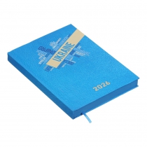 Щоденник датований поліграфічний UKRAINE 2026 , A5, блакитний Buromax BM.2157-14