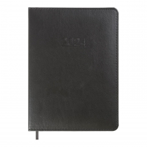 Дневник датированный 2024 PRIME, A5, черный, штуч. кожа/поролон Buromax BM.2196-01