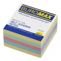 Блок для заметок с клейким слоем 75х75 мм, 450 листов, пастель Buromax BM.2317-99