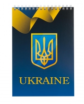 Блокнот на пружине сверху UKRAINE, А-5, 48л., клетка, картонная обложка, синий Buromax BM.24545104-02
