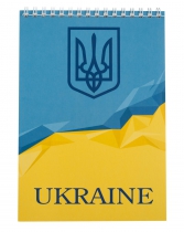 Блокнот на пружине сверху UKRAINE, А-5, 48л., клетка, картонная обложка, голубой Buromax BM.24545104-14