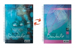 Книга для нотаток DOUBLE А5, 96 арк., пружина, кліт., тв. лам. палітурка, бірюзовий Buromax BM.24571101-06