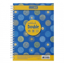 Книга для нотаток DOUBLE А5, 96 арк., пружина, кліт., тв. лам. палітурка, жовтий Buromax BM.24571101-08