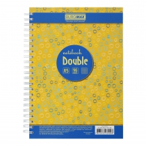Книга для нотаток DOUBLE А5, 96 арк., пружина, кліт., тв. лам. палітурка, жовтий Buromax BM.24571101-08
