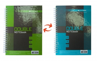 Книга для нотаток DOUBLE А5, 96 арк., пружина, кліт., тв. лам. палітурка, коричневий Buromax BM.24571101-25