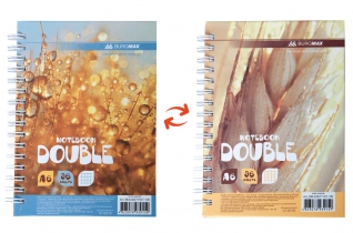 Книга для заметок DOUBLE А6, 96 л., Пружина, кл., Тв. лам. переплет, желтый Buromax BM.24671101-08