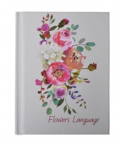 Записна книжка FLOWERS LANGUAGE, А6, 64 арк., клітинка, тверда обкладинка, мат. ламінація+лак, білий перламутр Buromax BM.24671101-31