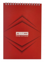 Блокнот на пружине сверху, А-5, 48 арк,"Monochrome" JOBMAX, клетка, картонная обложка, Buromax красный BM.2474-05