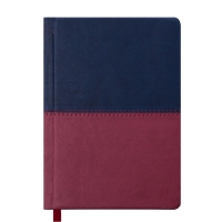 Ежедневник датированный 2019 QUATTRO, A6, 336 стр., синий с бордовым Buromax