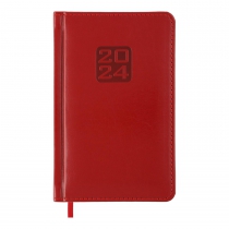 Дневник датированный 2024 BRAVO, A6, красный, штуч. кожа/поролон Buromax BM.2523-05