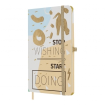 Книжка записная IDEA, на резинке, 136х207мм, 96 л., клит., офсет крем., тв.лам.обкл., песочная Buromax BM.255104-22