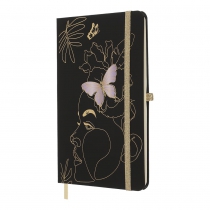 Книжка записная LADY, на резинке, 136х207мм, 96 л., клит., офсет крем., тв.лам.обкл., черная Buromax BM.255106-01