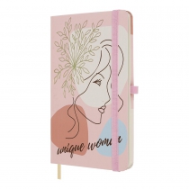 Книжка записна LADY, на гумці, 136х207мм, 96 арк., кліт., офсет крем., тв.лам.обкл., пудрова Buromax BM.255106-57