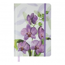 Книжка записна ORCHID, на гумці, А5, 96 арк., клітинка, офсет крем., тв.лам.обл., лавандова Buromax BM.255119-39