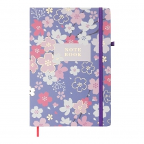 Книжка записная BLOSSOM, на резинке, А5, 80 л., клетка., офсет крем., тв.лам.обл., фиолетовая Buromax BM.255122-07