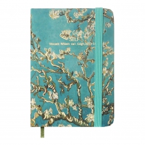 Книга записная ALMOND BRANCHES, на резинке, А7, 80 л., клетка., офсет крем., тв.лам.обл., бирюзовая Buromax BM.257101-06