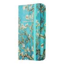 Книга записная ALMOND BRANCHES, на резинке, А7, 80 л., клетка., офсет крем., тв.лам.обл., бирюзовая Buromax BM.257101-06