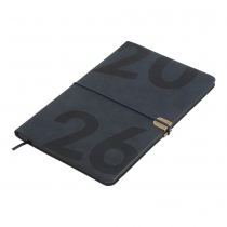 Еженедельник датирован 2026 BEST, A5, синий, штуч. кожа Buromax BM.2704-02