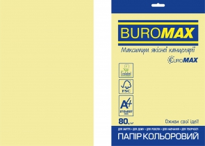 Папір кольоровий PASTEL, EUROMAX, жовтий, 20 арк., А4, 80 г/м2 Buromax BM.2721220E-08