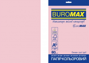 Папір кольоровий PASTEL, EUROMAX, рожевий, 20 арк., А4, 80 г/м2 Buromax BM.2721220E-10