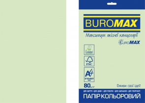 Бумага цветная PASTEL, EUROMAX, св.-зеленая, 20 л., А4, 80 г/м2 Buromax BM.2721220E-15