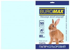 Бумага цветная А4, 80г/м2, PASTEL, голубой, 50л. Buromax BM.2721250-14