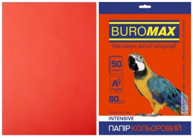 Бумага цветная А4, 80г/м2, INTENSIV, Красная, 50л. Buromax BM.2721350-05