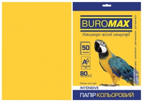 Бумага цветная А4, 80г/м2, INTENSIV, желтый, 50л. Buromax BM.2721350-08