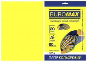 Бумага цветная А4, 80г/м2, NEON, желтый, 20л. Buromax BM.2721520-08