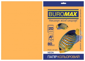 Папір кольоровий А4, 80г/м2, NEON, помаранчевий, 20л. Buromax BM.2721520-11