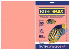 Папір кольоровий А4, 80г/м2, NEON, рожевий, 50л. Buromax BM.2721550-10