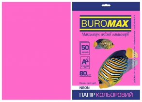 Папір кольоровий А4, 80г/м2, NEON, малиновий, 50л. Buromax BM.2721550-29