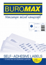 Етикетки з клейким шаром 1шт., 210х297мм (100 аркушів) Buromax BM.2810