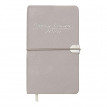 Еженедельник датирован 2026 карман. VELOUR, 85*153, светло-серый, штуч.кожа Buromax BM.2891-20