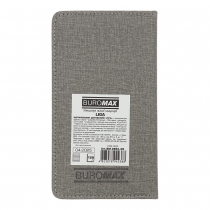 Еженедельник датирован 2026 карман. LIGA, 85*153, серый, штуч. кожа/поролон Buromax BM.2894-09