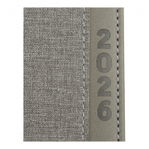 Еженедельник датирован 2026 карман. LIGA, 85*153, серый, штуч. кожа/поролон Buromax BM.2894-09