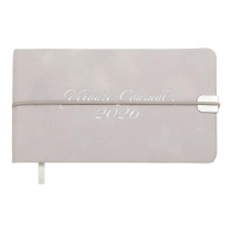 Еженедельник датирован 2026 карман. VELOUR, 153*87, светло-серый, штуч. кожа Buromax BM.2902-20