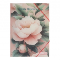 Папка А4 на резинках, PEONY ARABESKI, полупрозрачная, розовая Buromax BM.3908-10