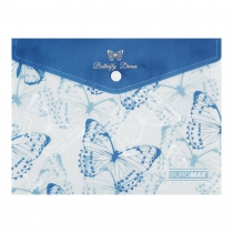 Папка-конверт А5 на кнопці, MACHAON ARABESKI, напівпрозора, синя Buromax BM.3919-02