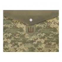Папка-конверт на кнопці ,MILITARY A5, непрозорий матовий, пластик, зелений Buromax BM.3919-04