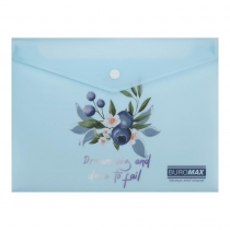 Папка-конверт А5 на кнопці, BLUEBERRY ARABESKI, напівпрозора,аквамарин Buromax BM.3919-52