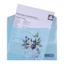 Папка-конверт А5 на кнопці, BLUEBERRY ARABESKI, напівпрозора,аквамарин Buromax BM.3919-52