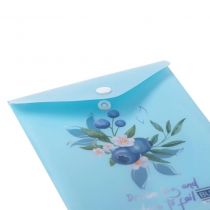 Папка-конверт А6 на кнопці, BLUEBERRY ARABESKI, напівпрозора,аквамарин Buromax BM.3922-52
